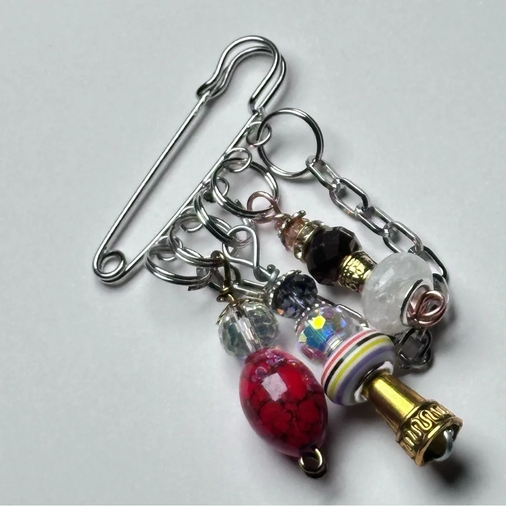 Brooch | Hand Crafted | Glass Beaded |  Pin Artisan Multicolor Wire-Wrapped OOAK
